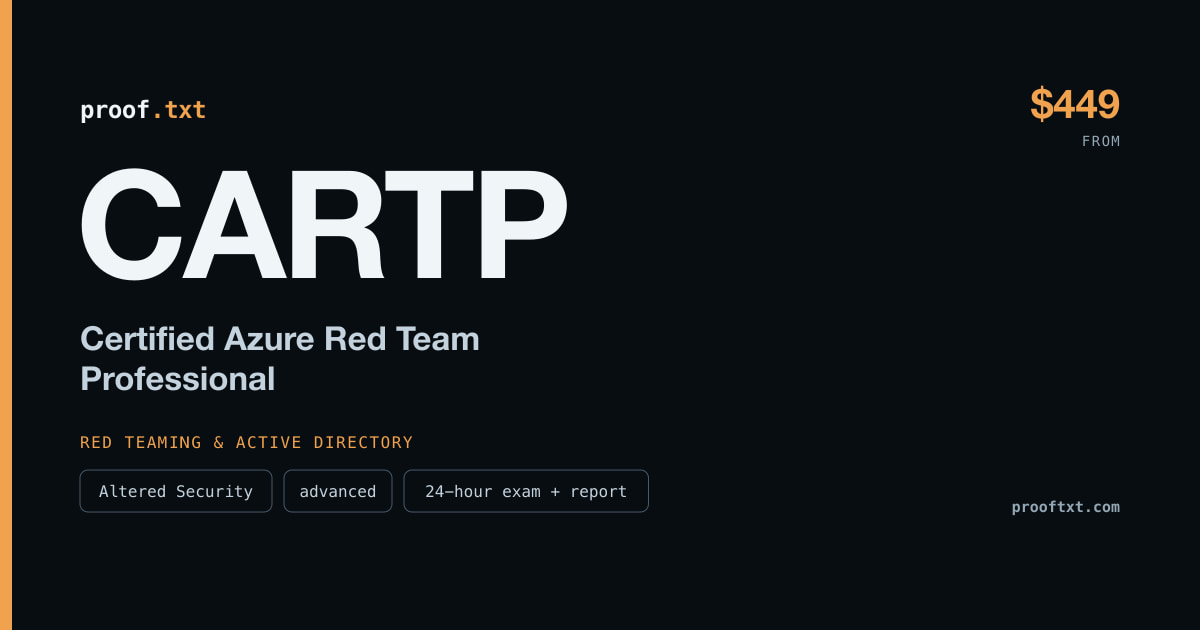 CARTP — Certified Azure Red Team Professional: Altered Security, advanced level