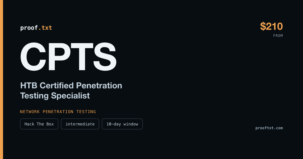 CPTS — HTB Certified Penetration Testing Specialist: Hack The Box, intermediate level