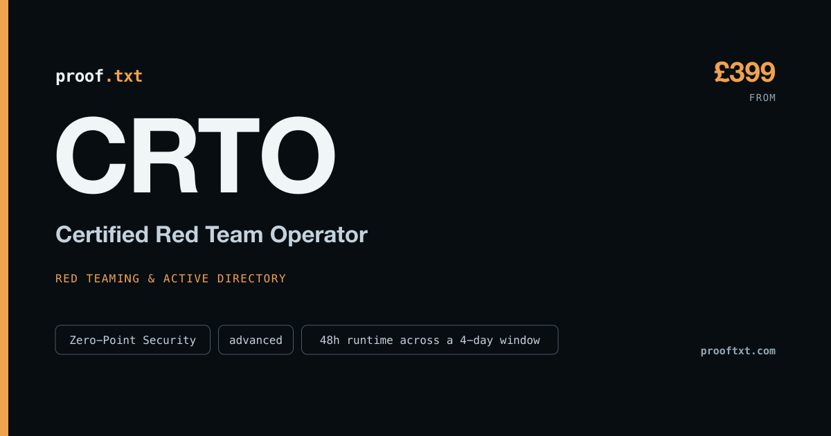 CRTO — Certified Red Team Operator: Zero-Point Security, advanced level