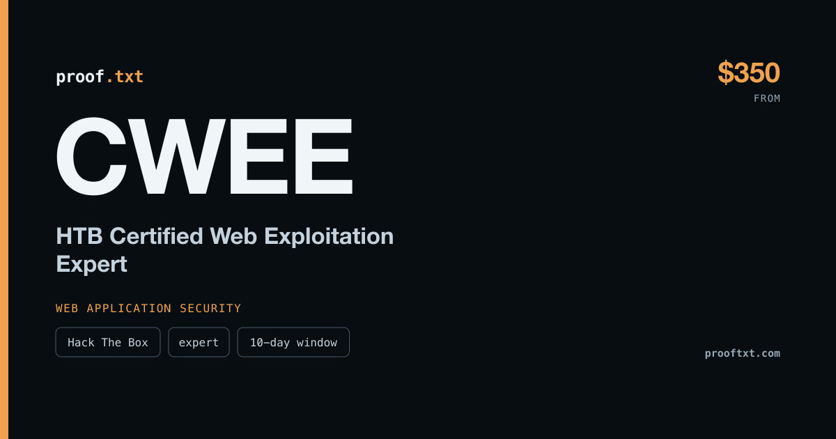CWEE — HTB Certified Web Exploitation Expert: Hack The Box, expert level