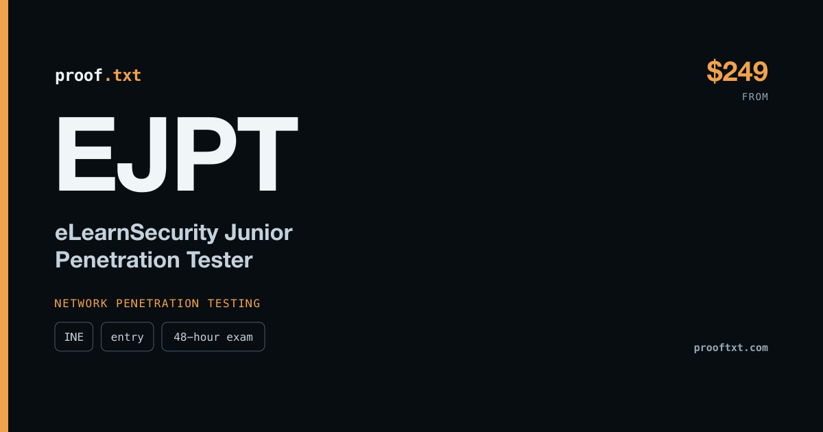 EJPT — eLearnSecurity Junior Penetration Tester: INE, entry level