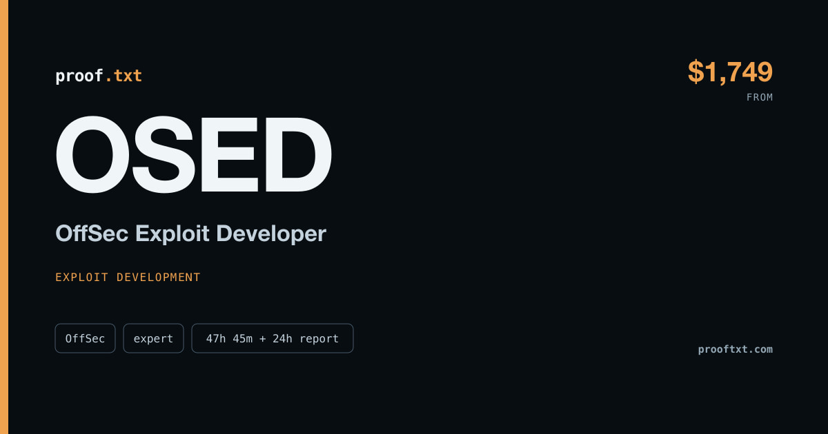 OSED — OffSec Exploit Developer: OffSec, expert level