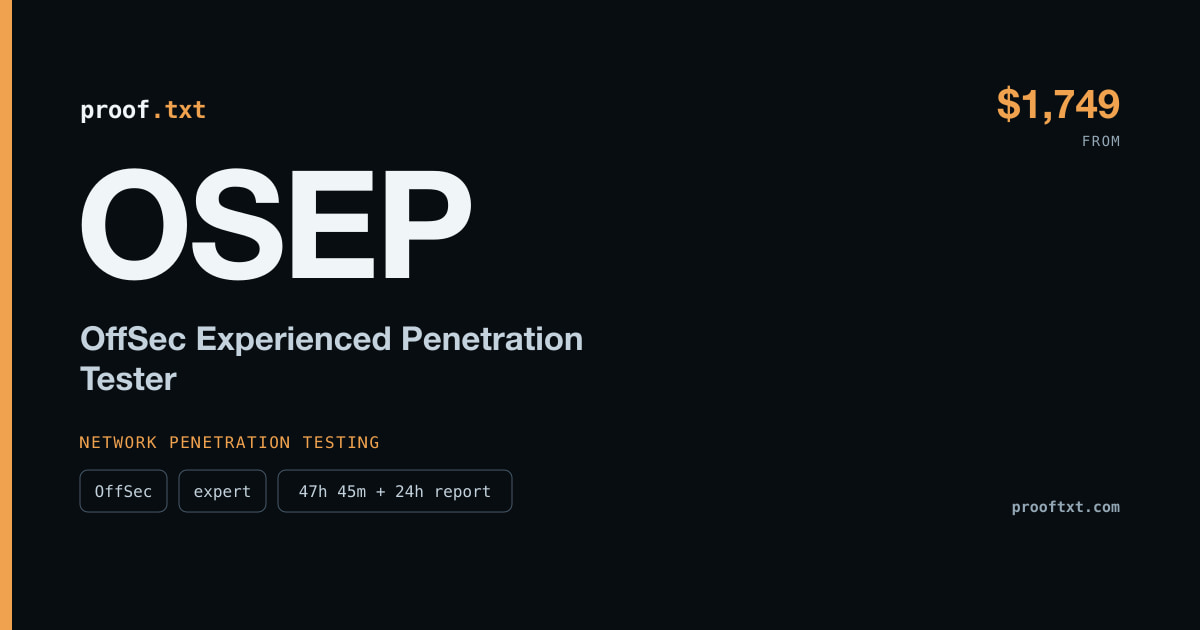 OSEP — OffSec Experienced Penetration Tester: OffSec, expert level