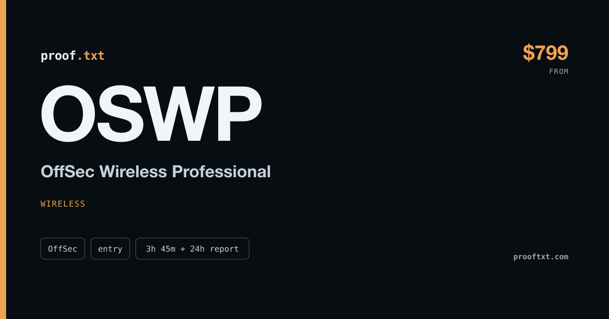 OSWP — OffSec Wireless Professional: OffSec, entry level
